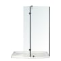 A and E Bath and Shower Halim Shower Screen Semi Frameless Shower Enclosure with Tempered Glass Matte Black
