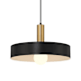 Access Lighting Slate 14" Wide Wood Pendant Black / Antique Brushed Brass