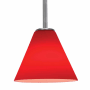 Access Lighting Martini 1 Light LED Pendant - 7" Wide with Red Glass Shade Brushed Steel