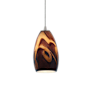 Access Lighting Champagne 1 Light LED Pendant - 5" Wide with Inca Glass Shade Brushed Steel