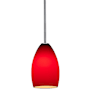 Access Lighting Champagne 1 Light LED Pendant - 5" Wide with Red Glass Shade Brushed Steel