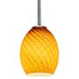 Access Lighting Brandy FireBird 6" Wide Mini Pendant - Rod Hung Brushed Steel / Amber Fire Bird