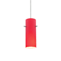 Access Lighting Cylinder 1 Light LED Pendant - 4" Wide with Red Glass Shade Brushed Steel