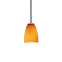 Access Lighting Sherry 1 Light LED Pendant - 5" Wide with Amber Glass Shade Brushed Steel