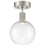 Access Lighting Port Nine 8" Wide LED Semi-Flush Globe Ceiling Fixture Brushed Steel