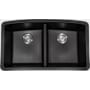 Ackland 32-1/2" Undermount Double Basin Quartz Composite Kitchen Sink with Sound Dampening Construction Black