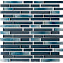 Ackland 12" x 12" Glass and Marble and Metal and Porcelain and Stone Linear Wall Mosaic Tile - Glossy and Tumbled Visual - Sold by Carton (14.7 SF/Carton) Blue Mirage