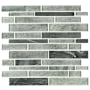 Ackland 12" x 12" Glass and Marble and Metal and Porcelain and Stone Linear Wall Mosaic Tile - Glossy and Tumbled Visual - Sold by Carton (14.7 SF/Carton) Gris Metro