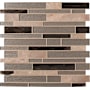Ackland 12" x 12" Glass and Metal and Stone Linear Wall Mosaic Tile - Glossy and Tumbled Visual - Sold by Carton (10 SF/Carton) Moire