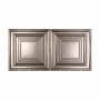 ACP Fasade - 48" x 24" Faux Tin Ceiling Tiles - (5 Pack) - 40 Sq Ft - Roman Tiered Squares Brushed Nickel