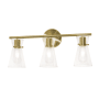 AFX Amanda 3 Light 22" Wide Vanity Light with Clear Glass Shades Satin Brass