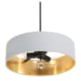 AFX Pendant 3 Light 18" Wide Crystal Pendant with Fabric Shade Black / White / Gold