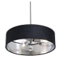 AFX Pendant 3 Light 18" Wide Crystal Pendant with Fabric Shade Satin Nickel / Black / Silver