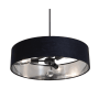 AFX Pendant 3 Light 24" Wide Crystal Pendant with Fabric Shade Black / Black / Silver