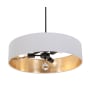 AFX Pendant 3 Light 24" Wide Crystal Pendant with Fabric Shade Black / White / Gold