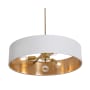 AFX Pendant 3 Light 24" Wide Crystal Pendant with Fabric Shade Satin Brass / White / Gold