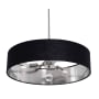 AFX Pendant 3 Light 24" Wide Crystal Pendant with Fabric Shade Satin Nickel / Black / Silver