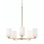AFX Leo 5 Light 24" Wide Pillar Candle Pendant Light Antique Brass