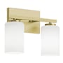 AFX Leo 2 Light 13" Wide Vanity Light with Frosted Glass Shades Light Antique Brass