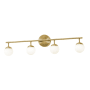 AFX Pearl 4 Light 32" Wide LED Vanity Light with Frosted Glass Shades Satin Brass