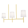 AFX Rose 3 Light 36" Wide Linear Chandelier with White Linen Shades Satin Brass / White