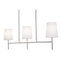 AFX Rose 3 Light 36" Wide Linear Chandelier with White Linen Shades Satin Nickel / White