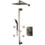 ALFI brand Thermostatic Shower System with Shower Head, Hand Shower, Slide Bar, Bodysprays, Shower Arm, Hose, and Valve Trim Brushed Nickel