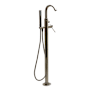 ALFI brand Floor Mounted Gooseneck Tub Filler with Built-In Diverter – Includes Hand Shower Brushed Nickel