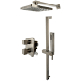 ALFI brand Thermostatic Shower System with Shower Head, Hand Shower, Slide Bar, Shower Arm, Hose, and Valve Trim Brushed Nickel