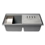 ALFI brand 33-7/8" Drop In Double Basin Granite Composite Kitchen Sink with Colander and Cutting Board Titanium