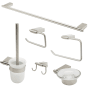 ALFI brand 6 Piece Bathroom Package with 24" Towel Bar, Dual Robe Hook, Lever Towel Ring, Soap Dish and Toilet Paper Holder Brushed Nickel