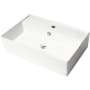 ALFI brand 23-3/8" Rectangular Porcelain Vessel Bathroom Sink with Overflow and 1 Faucet Holes at 0" Centers White
