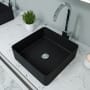 ALFI brand 15-1/8" Square Porcelain Vessel Bathroom Sink and 0 Faucet Holes at 0" Centers Black Matte