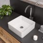 ALFI brand 15-1/8" Square Porcelain Vessel Bathroom Sink and 0 Faucet Holes at 0" Centers White