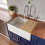ALFI brand 30" Farmhouse Single Basin Fireclay Kitchen Sink with Basin Rack, Colander, Cutting Board and Drain Board White