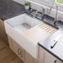 ALFI brand 33" Farmhouse Single Basin Fireclay Kitchen Sink with Basin Rack, Colander, Cutting Board and Drain Board White