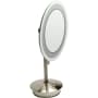 ALFI brand 9" W x 14-1/4" H Contemporary Circular Frameless Bathroom Mirror with Light Brushed Nickel