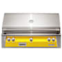 Alfresco 93,300 BTU 42 Inch Wide Liquid Propane Built-In Grill with 5 Burners and EZ-Lift™ Hood Assist Traffic Yellow
