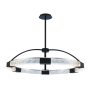 Allegri Athena 32" Wide LED Ring Chandelier with Firenze Crystal Matte Black / Polished Nickel