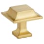 Alno Millennium 1-1/4" Modern Fluted Square Solid Brass Cabinet Knob / Drawer Knob Satin Brass