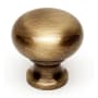 Alno Knobs - 3/4" Small Round Smooth Solid Brass Cabinet Knob / Drawer Knob Antique English