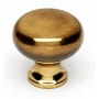 Alno Knobs - 3/4" Small Round Smooth Solid Brass Cabinet Knob / Drawer Knob Polished Antique