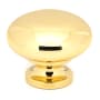 Alno Knobs - 1-1/2" Traditional Smooth Round Solid Brass Mushroom Cabinet Knob / Drawer Knob Polished Brass