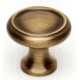 Alno Knobs 1" Ringed Round Solid Brass Mushroom Cabinet Knob / Drawer Knob Antique English