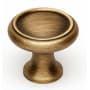 Alno Knobs 1" Ringed Round Solid Brass Mushroom Cabinet Knob / Drawer Knob Antique English Matte