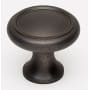 Alno Knobs 1" Ringed Round Solid Brass Mushroom Cabinet Knob / Drawer Knob Bronze