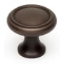 Alno Knobs 1" Ringed Round Solid Brass Mushroom Cabinet Knob / Drawer Knob Chocolate Bronze