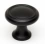 Alno Knobs 1" Ringed Round Solid Brass Mushroom Cabinet Knob / Drawer Knob Matte Black