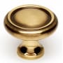 Alno Knobs 1" Ringed Round Solid Brass Mushroom Cabinet Knob / Drawer Knob Polished Antique