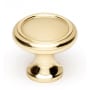 Alno Knobs 1" Ringed Round Solid Brass Mushroom Cabinet Knob / Drawer Knob Unlacquered Brass